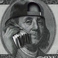 a man holding an accordion on top of a ten dollar bill with the image of george washington