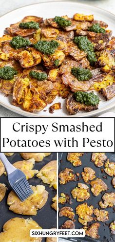 fresh basil smashed potatoes New Potato Side Dishes, Crispy Baked Vegetables, Potato Dishes Vegan, Smashed Oven Roasted Potatoes, Smashed Oven Potatoes, Potatoes Smashed And Baked, Crispy Smash Potatoes, Potatoes Smashed Roasted, Potato Nibbles Recipe