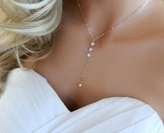 Rose Gold Lariat Necklace, Bridal Backdrop, Bridal Backdrops, Prom Necklaces, Jewelry Rose Gold, Backdrops Necklace, Gold Lariat Necklace, Bridesmaid Thank You, Fake Diamond