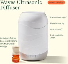 Delight your senses with soothing essential oils scents, colorful lights, and mist inspired by the flow of tides. This innovative, patent pending diffuser for home generates mist that cascades to create a mesmerizing visual experience for simple stress relief. Select from 5 different light colors or rotate through all colors automatically. Customize scent diffuser with two levels of aroma and 1-4- and-8-hour timers. Auto-shutoff feature for safety. Includes one 3ml bottle of Lifelines Essential Oil Blend. Oil Blend May Vary Per Package. Essential oil blends specially created for an extraordinary natural aromatherapy experience using 100% pure essential oils and sustainably sourced botanicals from around the globe. They are free from parabens, phthalates, dyes, and formaldehyde donors. Natural Aromatherapy, Colorful Lights, Scent Diffuser, Essential Oil Scents, Oil Blends, Different Light, Essential Oil Blends, Oil Blend, Aromatherapy