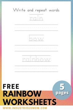 the free rainbow worksheet for kids