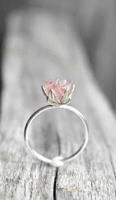 Spiritual Sterling Silver Flower Ring, Spiritual Sterling Silver Flower Promise Ring, Spiritual Sterling Silver Flower Ring As A Gift, Spiritual Sterling Silver Flower Ring For Promise, Crystal Engagement Ring, Cute Promise Rings, Lotus Flower Ring, Crystal Engagement Rings, Pink Engagement Ring