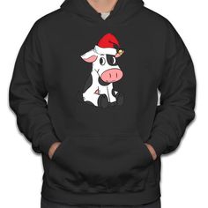 Shipping from the US. Easy 30 day return policy, 100% cotton, Double-needle neck, sleeves and hem; Roomy Unisex Fit. Cow Hoodie, Christmas Santa Hat, Cow Face, Christmas Cow, Couples Hoodies, Shirt Button, Daily Activities, Christmas Santa, Santa Hat