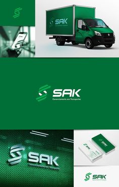 the logo for sak is shown in three different colors and font styles, including green