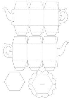 the printable template for an origami teapot