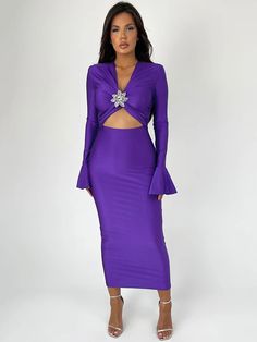 43527591461044|43527591559348|43527591657652 Maxi Dress For Women, Flare Sleeves, Elegant Dresses Long, Women Long Dresses, Club Dresses, Dress For Women, Flared Sleeves, Purple Dress, Elegant Dresses