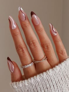 Brown Nails Design, Casual Nails, Neutral Nails, Orange Nails