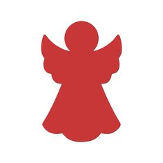 an angel silhouette on a white background with red wings and tail, in the shape of a christmas tree ornament