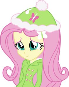 a pink haired girl wearing a green hat