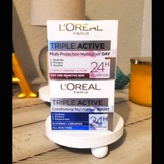 Loreal Triple Active Multi Protection Day Moisturizer And Triple Active Comforting Moisturizer Night Bnib Collagen Moisturizer, Day Moisturizer, Peel Pads, Wrinkle Repair, Night Moisturizer, Anti Aging Moisturizer, Anti Aging Face, Facial Moisturizers, Daily Moisturizer