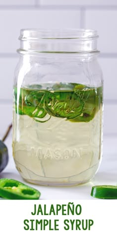 jalapeno simple syrup in a mason jar