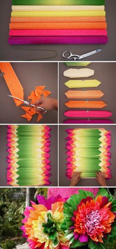 Mexican Crepe Paper Flowers Diy, Encanto Party, Fiesta Tropical, Giant Paper Flowers, Make Paper