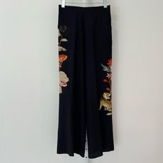 Condition: New With Tags Detached. I Have To Find The Tags. These Pants Have A Side Zipper, Side Pockets And A Portion Of The Back Is An Elastic Waist. These Pants Are Great. Black Silk Wide Leg Bottoms, Black Silk Wide-leg Pants, Black Silk Trousers, Tiger Pants, Black Silk, Side Zipper, New Color, Pant Jumpsuit, Limited Time