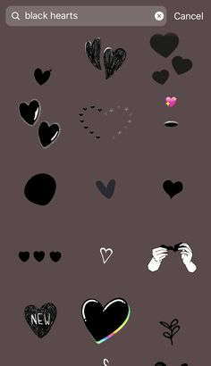 an iphone screen with hearts on it and the text black hearts next to each other