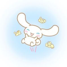 a drawing of a bunny flying through the air