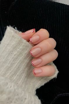 #fyp #winter #winternails #nails #acrylic #acrylicnaildesigns Christmas Nails Square Candy Cane, Christmas Nails Square French Tips, Cute Short Christmas Nails Candy Cane, Gel Nail Inspo Christmas, Holiday Nails Simple Short, Candy Cane Tips Nails, White Christmas Nails Square Short, Square Nail Inspo Christmas, Cute Short Square Christmas Nails