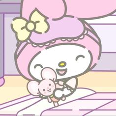 a cartoon character holding a baby in her arms