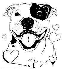 a black and white drawing of a dog with hearts on it's chest, smiling