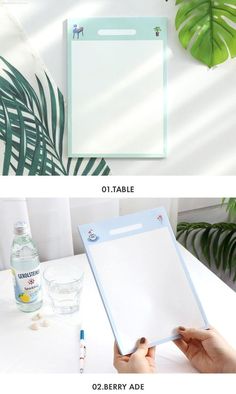 two different photos showing the same place for writing on a clipboard, and one with an empty notepad attached to it