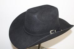 Black Western Cowboy/Cowgirl Hat (56-58cm) (S/M) Black Western Hat For Riding, Black Western Riding Hat, Classic Black Riding Hat, Black Short Brim Hat For Riding, Black Western Top Hat For Rodeo, Fitted Black Hat Bands For Western-themed Events, Winter Riding Adjustable Hat, Adjustable Winter Riding Hat, Black Wide Brim Riding Hat