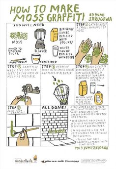 a poster with instructions on how to make moss graft in the home and garden