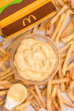 french fries with mustard dip and mcdonald's box