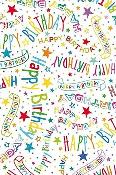 happy birthday greetings with stars and confetti