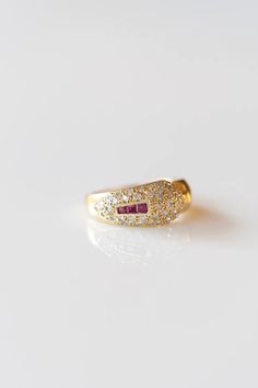 Reliquary Vintage | 14K DIAMOND + RUBY MODERNIST RING – RELIQUARY Modernist Ring, Channel Setting, Find Objects, Found Objects, Sparkle Diamonds, Gold Band, Gold Bands, Sale Design, Vintage Finds