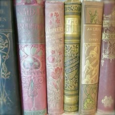 several books are lined up on a shelf