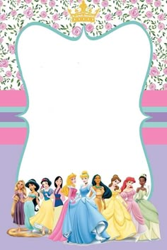 Citlali Princess Sofia Cupcakes, Disney Princess Invitations, Cinderella Wallpaper, Princess Frame, Disney Princess Theme, Bride And Groom Silhouette, Princess Birthday Party Decorations, Princess Printables, Disney Princess Cake