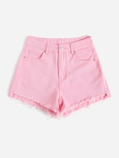 Pink Shorts Outfits, Black Denim Skirt Outfit, Jeans Rosa, Pink Denim Shorts, Pink Denim, Cute Preppy Outfits, Pink Jeans