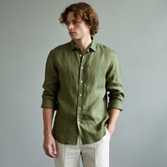 Discover the perfect summer look with our Men's Green Linen Shirt FORREST Material: Made from 100% pure, high-quality linen Sustainability: Ethically sourced and sustainable Craftsmanship: Custom tailored by expert tailors Sizing: Advanced sizing for a perfect fit, including plus sizes Details: Custom button options for added style Upgrade your wardrobe with this must-have green linen shirt. Read our Care Guide to keep your linen looking fresh. Looking for something Unique? create your own desig Green Linen Shirt, Linen Pajamas, Designer Studio, Linen Shirt Men, Mens Linen, Personalized Tote Bags, Style Upgrade, Unique Shirt, Pajama Set Women