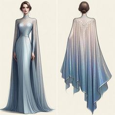 Forest Goddess Dress, Elvish Gown, Dress Design Ideas, Queen Dress Royal, Ocean Inspired Dress, Futuristic Dress