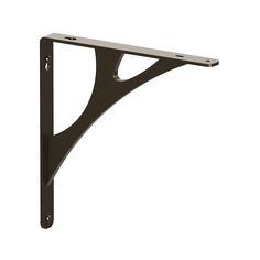 a black metal shelf bracket on a white background