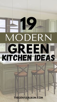 Looking for modern green kitchen ideas? You'll need to see this list of 19 amazing green kitchen design ideas that look absolutely stunning! Whether you're looking for olive green kitchen ideas, dark green kitchen designs, green kitchen with wooden countertops, dark forest green kitchen styles, sage green kitchen decor, or neutral green kitchen ideas, white and green kitchen cabinets, you'll get so much kitchen inspiration from this post!