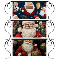 two pictures of santa claus and other christmas decorations