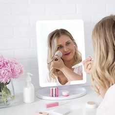 GloTech White Light Edged Mirror Edged Mirror, Large Vanity Mirror, Jumpsuits Pattern, Lights Makeup, Beauty Vanity, Lighted Makeup Mirror, Light Mirror, Large Vanity, Flawless Makeup Application