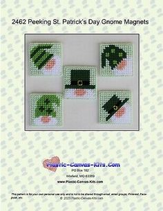 the cross stitch pattern for st patrick's day gnome magnets is shown in green