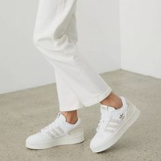 ADIDAS Forum Bonega Sneakers 9US Forum Bonega Shoes, Bonega Shoes, Adidas White Shoes, Best White Sneakers, Adidas White Sneakers, Minimalist Sneakers, Curated Closet, Baseball Shoes