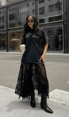 Black Lace Skirt, Maxi Lace Skirt, Looks Street Style, Style Blog, Hippie Style