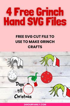 Grinch crafts, grinch hand holding ornament, free grinch hand SVG to make Christmas Grinch crafts, 4 different options black and white grinch SVG, grinch hand ornament SVG, Days till Christmas SVG,  Grinch decorations, grinch hands, Christmas SVG, Hands SVG Grinch Hands Svg, Grinch Playdough Free Printable, Grinch Hand Template Free Printable, Grinch Png Free, Grinch Days Till Christmas, Grinch Free Printables, Free Grinch Svg Files For Cricut