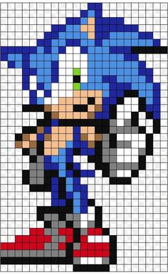 sonic the hedge pixel art on a white background