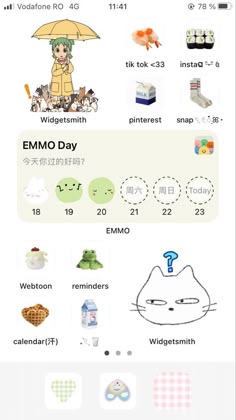 an iphone screen with the emo day message on it and icons in different languages