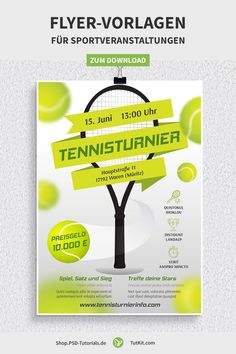 a tennis tournament flyer with a tree on it