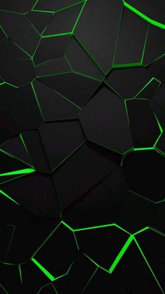 an abstract black background with green lines