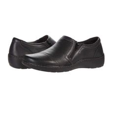 About this item. Sporting exposed zips and smart stitches, the comfortable Cora Giny flats by Clarks dress up or down with elevated sophistication. 1-3/4" heel Round-toe loafer flats with side zipper closure Stitching details at upper Targeted foam inserts and a molded Ultimate Comfort footbed helps absorb impact and massages the foot with every step, Leather upper; fabric lining; manmade sole Imported We ship fast, and we ship out same business day. We only ship to lower 48 states for free. We accept returns within 30 days of the purchase date. Buyer pays return shipping if the item is not eligible for free return. Items must be in original new condition with all tags attached. Used, Worn, washed, damaged, missing tag, heavily smell of odor, smoke, or perfume items are not eligible for a Stitching Details, Clarks Women's, Shoes Size 7, Flat Shoes Women, Side Zipper, Loafer Flats, Women's Shoes, Shoes Flats, Leather Upper