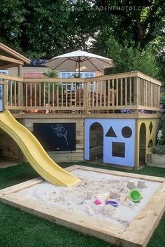 I would love this for my baby girl! Outdoor Play Area, Backyard Deck, Kids Play Area, Backyard Fun, Sandbox, Garden Cottage, Play Area, Outdoor Play, Outdoor Projects