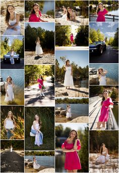 a collage of photos showing different women in dresses