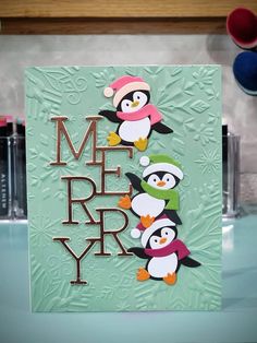 Taylored Expressions Christmas Cards, Spellbinders Christmas Cards, Penguin Cards, Chrismas Cards, Diy Christmas Card, The Greetery, Tarjetas Pop Up, Stamped Christmas Cards, Simple Christmas Cards