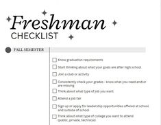 a checklist with the words freshman on it